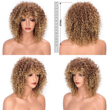 Load image into Gallery viewer, Glorious Afro Wigs Short Kinky Curly Wig Synthetic Short Bob Wig With Bangs Mixed Highlight Wig for Black Women Cosplay Wigs For Black Women Gifts for Girlfriends
