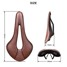 Load image into Gallery viewer, Bike Saddle Hollow Bicycle Cushion One-Piece PU Leather Soft Comfortable Seat For Men Women Road Mountain Cycling Saddles Bicycle Seat Waterproof Comfortable Road Bike Saddle Memory Foam Padded Replacement For Road Bikes
