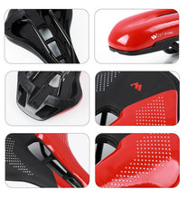 Load image into Gallery viewer, Leather Bike Saddle Mountain Road Bike Seat Leather Saddle Comfort Cushion Breathable Replacement Soft Padded Bicycle Seat With Shock Absorbing Waterproof Universal Leather Saddle
