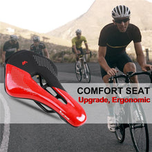 Load image into Gallery viewer, Leather Bike Saddle Mountain Road Bike Seat Leather Saddle Comfort Cushion Breathable Replacement Soft Padded Bicycle Seat With Shock Absorbing Waterproof Universal Leather Saddle
