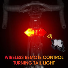Load image into Gallery viewer, Rechargeable Bike Tail Light Turn Signals Wireless Remote Control Mountain Smart Bike Taillight Waterproof Bicycle Flashing Ultra Bright Bike Light USB LED Bicycle Rear Light Waterproof Light 5 Light Mode Headlights
