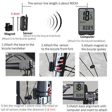 Load image into Gallery viewer, Wired Bicycle Computer Waterproof Backlight Bike Cycling Odometer Stopwatch Speedometer Watch LED Digital Bicycle Speedometer Odometer Wireless Bicycle Computer With Backlight Waterproof LCD Display And Multi-Functional
