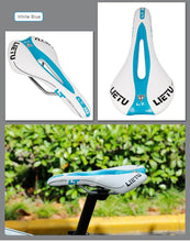 Load image into Gallery viewer, New Bicycle Saddle Ergonomic Road Bike Perforated Seat Foam Cushioned PU Leather Texture Steel Rail Cycle Accessories Mountain Bike Seat Comfortable Memory Foam Bicycle Seats For Mens
