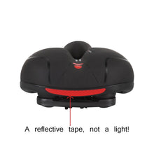 Load image into Gallery viewer, Reflective Breathable Bike Saddle Cushion Leather Surface Seat Mountain Bicycle Shock Absorbing Hollow Bike Seat For Women Or Men Bicycle Saddle Replacement Padded Soft High Density Memory Foam With Dual Shock Absorbing
