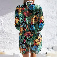 Load image into Gallery viewer, Summer Floral Print Bikini Swimsuit Women 3 Piece High-Waist Bikini Set Swimwear Female Push-Up Bathing Suit Tropical High Waist Wrap Swimsuit With Beach Cover Ups Soft And Breathable Summer Bikini
