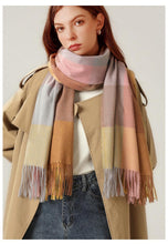 Load image into Gallery viewer, Luxury Fashion Autumn Winter Soft Warm Scarf Plaid Colorful Hijabs Cashmere Scarves Warm Soft Bandana Women's Lightweight Scarves Elegant Echarpe  Escharpe Soft Wool Elegant Tassel For Women
