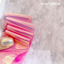 Load image into Gallery viewer, Aurora Nails Glass Foil Film Sticker Cellophane Paper Korean Nail Trend Design Ice Cube Manicure Accessories Heart Nail Art Stickers Glitter Decals Decoration Stickers Glitter Decals Love Nail Sequins Laser Heart Nail Supplies Sparkle Nail
