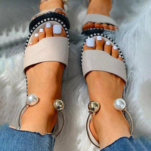 Load image into Gallery viewer, New Summer Women's Pearly Sandals Slippers Shoes Women Flats Sandals Flip Flop Casual Flat Slingback Pearl Sandals Fashion Beach Flip Flops Sandals Outdoor Slippers Round Toe Shoes
