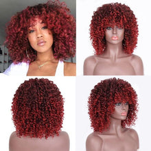 Load image into Gallery viewer, Glorious Afro Wigs Short Kinky Curly Wig Synthetic Short Bob Wig With Bangs Mixed Highlight Wig for Black Women Cosplay Wigs For Black Women Gifts for Girlfriends
