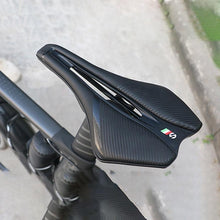 Load image into Gallery viewer, Bicycle Saddle Soft Thick Mountain Road Bike Wide Seat Cushion Bike Carbon Saddle Seat Ergonomics Design Fit Comfort Bike Saddle With Foam Breathable Soft Bicycle Cushion For Women Men
