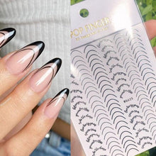 Load image into Gallery viewer, Gold 3D Nail Sticker Curve Stripe Lines Nails Stickers Gradient Adhesive Striping Tape Nail Foil Nail Art Stickers Decals Silver Strip Line Nail Decal Self-Adhesive 3D Wave Decal Decoration Metallic Curve Design Decoration for Women Girls
