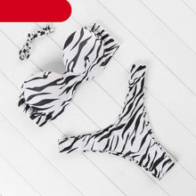 Load image into Gallery viewer, Bikini Set High Cut Solid  Swimsuit Women Swimwear Push Up Bathing Suit Beachwear Leopard Bikini Women's Ribbed Underwire Bikini High Cut Bikini V Swimwear Butterfly Print High Leg Bikini Swimsuit
