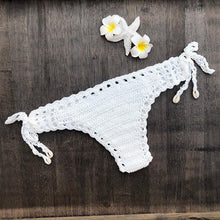 Load image into Gallery viewer, Handmade Vintage Crochet Bikinis Knitted Cotton Swimwear Women's Crochet Swimsuit Two Pieces Bathing Suits Bikini Swimsuit Top Bottom Bandage Modern Women Beachwear For Summer
