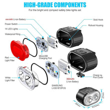 Load image into Gallery viewer, 2PCS LED Bike Light Bicycle Front Rear lights USB Charge Headlight Cycling Taillight Bicycle Super Bright Front And Back Bicycle Lights USB Rechargeable Durable Waterproof Mountain Helmet Road Night Riding For Bike
