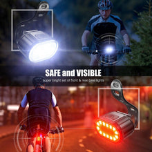 Load image into Gallery viewer, 2PCS LED Bike Light Bicycle Front Rear lights USB Charge Headlight Cycling Taillight Bicycle Super Bright Front And Back Bicycle Lights USB Rechargeable Durable Waterproof Mountain Helmet Road Night Riding For Bike
