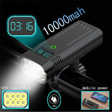 Load image into Gallery viewer, 10000mAh Bicycle Front Light Bicycle 8 LED Front Bike Light Headlight Bike Accessories USB Rechargeable Bicycle Headlight With IP65 Waterproof Lighting Modes Bicycle Light Fits For Bike All Road Bicycle
