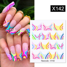 Load image into Gallery viewer, Black Lines Flower Leaves Water Decals Stickers Floral Face Marble Pattern Slider For Nails Summer Nail Art Decoration Summer Stickers on Nails Simple Summer Slider for Manicure Nail Art Watermark Manicure Decor
