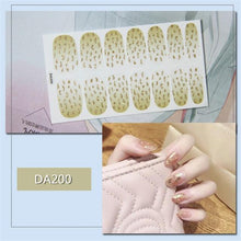Load image into Gallery viewer, Nail Wraps Polish Decals Strips Golden Glitter 3D Adhesive Full Nail Art Stickers Manicure Kits Women Nail Decorations Accessories Metal Curve Stripe Lines Design Letter Nail Sticker Adhesive Decoration Template Nail Tool Decorations
