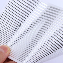Load image into Gallery viewer, Black White 3D Nail Stickers Metal Gold Silver Geometric Tassel Strip Line Adhesive Transfer Decals Nail Art Design  Gold Silver Metal Nail Sticker  Metallic Curve Strip Line Nail Decal Self-Adhesive 3D Wave Design Nail Tips Decorations Manicure for Women

