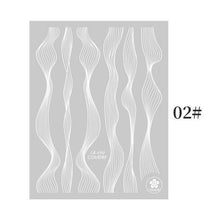 Load image into Gallery viewer, Black White 3D Nail Stickers Metal Gold Silver Geometric Tassel Strip Line Adhesive Transfer Decals Nail Art Design  Gold Silver Metal Nail Sticker  Metallic Curve Strip Line Nail Decal Self-Adhesive 3D Wave Design Nail Tips Decorations Manicure for Women
