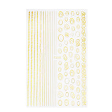 Load image into Gallery viewer, Black White 3D Nail Stickers Metal Gold Silver Geometric Tassel Strip Line Adhesive Transfer Decals Nail Art Design  Gold Silver Metal Nail Sticker  Metallic Curve Strip Line Nail Decal Self-Adhesive 3D Wave Design Nail Tips Decorations Manicure for Women

