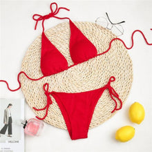 Load image into Gallery viewer, Women One-Shoulder Bikini Swimsuit Women Push Up Swimwear Women's Bathing Suit Comfortable Bikini Ribbed Two Piece Swimsuit Bikini Set Summer Bathing Suit Beach Wear Swimming Suit
