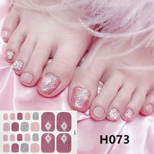 Load image into Gallery viewer, Toe Nail Sticker Wraps Adhesive Decals Toenail Polish Strips DIY Pedicure Foot Decals Manicure Strips Decals Full Wraps Women Glitter Toenail Nail Polish Strips Decals Full Wraps Self Adhesive Toe Nail Tip Full Toe Nail Wraps Feet Decorations
