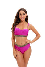 Load image into Gallery viewer, Bikini New 2 Piece Women Swimsuit Women's High Waist Bikini Set Fashion Puff Sleeve Swimwear Set Bathing Suits Solid Color Short Puff Sleeve Summer High Waist Cut Backless Bathing Suit Beachwear
