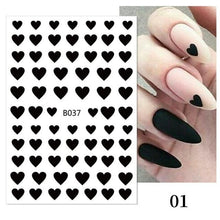 Load image into Gallery viewer, Rose Gold Star 3D Nail Stickers Silver Black White Star Heart Transfer Stickers for Nails DIY Decals Manicures Decoration Tips Nail Art Decals Water Transfer Nail Decals Sticker For Pretty Girl Self-Adhesive Nail Decals Designer Nail Stickers for Acrylic
