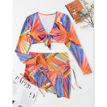Load image into Gallery viewer, Bikini Women Push Up Swimsuit 3 Piece Bikini Set With Cover Up Women's Fashion 3 Piece Tie Dye Top Bikini Set Swimsuit Cover Up Skirt Swimwear Push Up Bather Swim Wear
