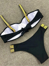 Load image into Gallery viewer, Bikini Sets Solid Color Swimsuit  Mid-Waist  Gather Cup Bikinis Women Swimwear Female Bathing Suits Beach wear  Two Piece Swimsuits Triangle Bikini swimsuits for Women
