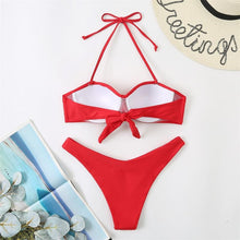Load image into Gallery viewer, Bikini Push Up Swimwear  Bikini Set Pink Swimwear Women Micro Swimsuit Female Bandage Bikini Beach Wear Swimming Two-Piece Swimsuit Summer Swimsuit for Women
