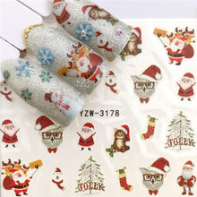 Load image into Gallery viewer, New Christmas Water Decal Nail Art Nail sticker New Year Slider Tattoo Full Cover Santa Claus Snowman Designs Xmas Decals 3D Wave Design Decoration for Women Girls Tape Nail Art Stickers Decal Decoration  Nail Art Accessories Decoration Decal
