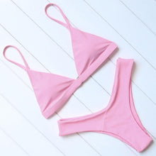 Load image into Gallery viewer, Micro Mini Bikini Swimwear Women Halter Push Up Bikini Set Padded Bra  Women's Underwired Triangle Bathing Two Pieces Swimsuit Bikini Set  Swimsuit Bandage Swim Suit
