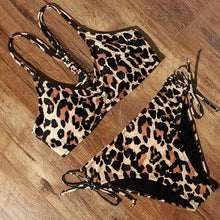 Load image into Gallery viewer, High Waist Bikini Leopard Bikini Women Push Up Swimsuit Women's Leopard Print Swimsuits High Waist Bikini Set 2 Piece Bathing Suits Women Printed Swimwear Tie Dye Summer Swim Beachwear
