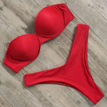 Load image into Gallery viewer, Bikini Swimwear Women Swimsuit  Leopard Bikini Set Women's Halter Triangle Bikini Bottom Cheeky Two Piece Swimsuits Push Up Bathing Suit Female Summer Beach Wear

