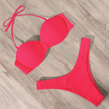 Load image into Gallery viewer, Bikini Swimwear Women Swimsuit  Leopard Bikini Set Women's Halter Triangle Bikini Bottom Cheeky Two Piece Swimsuits Push Up Bathing Suit Female Summer Beach Wear
