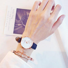 Load image into Gallery viewer, Luxury Girl Watch Student High School Small Fresh Watch Pink Cute Star Starry Sky Casual Leather Female Wrist Watch Leather Band Thin Minimalist Casual Simple Dress Watch
