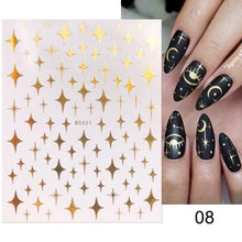 Load image into Gallery viewer, Gold Christmas Snowflake 3D Nail Stickers Sparkly Iridescent Silver Xmas Tree Elk Deer Transfer Sliders Winter Nails Accessories Design Decor Tip Transfer Nail Decals Sticker For Pretty Girl Self-Adhesive Nail Decals Designer Nail Stickers
