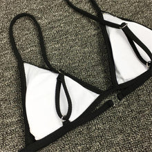 Load image into Gallery viewer, Bikini Set  Swimsuit Small Cup High Cut Style Beach Solid Black White Micro Swimwear Thong Bikinis Women's Micro String Bikini Swimsuits Padded High Cut Bathing Suits
