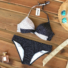 Load image into Gallery viewer, Push Up Women Bikinis Swimwear  Women's Bathing Suits Push Up Halter Bandage Bikini Floral Printing Swim Bottoms Two Piece Swimsuits Women Swimsuits Bathing Suit Halter  Leaf Print Beach Wear Plus Size
