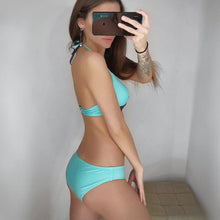 Load image into Gallery viewer, Push Up Women Bikinis Swimwear  Women's Bathing Suits Push Up Halter Bandage Bikini Floral Printing Swim Bottoms Two Piece Swimsuits Women Swimsuits Bathing Suit Halter  Leaf Print Beach Wear Plus Size
