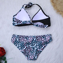 Load image into Gallery viewer, Push Up Women Bikinis Swimwear  Women's Bathing Suits Push Up Halter Bandage Bikini Floral Printing Swim Bottoms Two Piece Swimsuits Women Swimsuits Bathing Suit Halter  Leaf Print Beach Wear Plus Size
