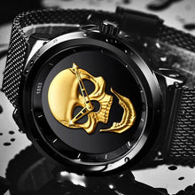 Load image into Gallery viewer, Men's Waterproof Stainless Steel Watch  3D Skull And Fluorescent Hands Unique Design Perfect Gift
