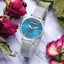 Load image into Gallery viewer, Women's Stylish Elegant Watch With Braided Steel Bracelet With Shiny Background Unique Design Perfect Gif
