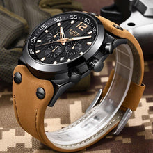 Load image into Gallery viewer, Men's Waterproof  Watch With Leather  Belts, Chronometers And Day Display Fluorescent Pointers Excellent Gift Unique Design
