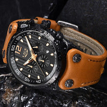 Load image into Gallery viewer, Men's Waterproof  Watch With Leather  Belts, Chronometers And Day Display Fluorescent Pointers Excellent Gift Unique Design
