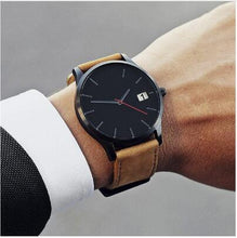 Load image into Gallery viewer, Men's Elegant Watch With Date Display And Stitched Leather Straps Unique Design Perfect Gift
