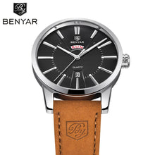 Load image into Gallery viewer, Business Fashion Men Watches Brown Luxury Military Leather Band Wristwatches  Date Week Display Watch

