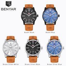 Load image into Gallery viewer, Business Fashion Men Watches Brown Luxury Military Leather Band Wristwatches  Date Week Display Watch
